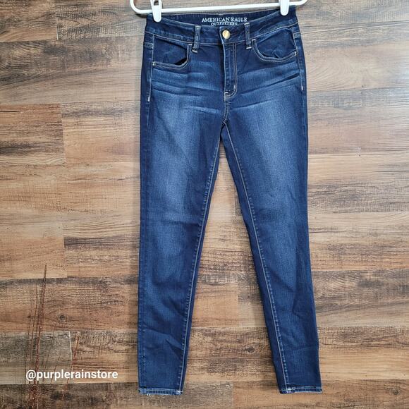 American Eagle Jeans 6 R Jegging Mid Rise Super Stretch Medium Dark Wash Denim - Picture 1 of 12